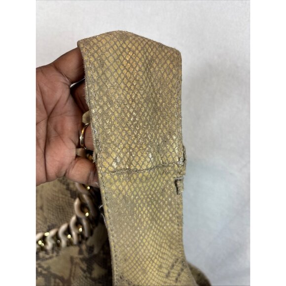 Michael Kors Large Python Embossed Leather Hobo Bag With Chain Strap - Picture 14 of 16